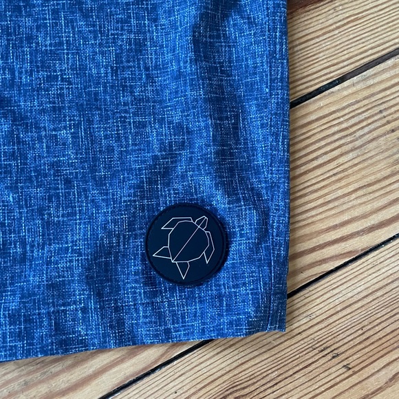 Men's Blue Heathered Swim Board Shorts with Drawstring Waist - Picture 2 of 4